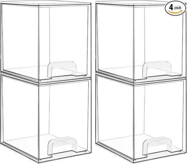 Vtopmart 4 Pack Clear Stackable Storage Drawers