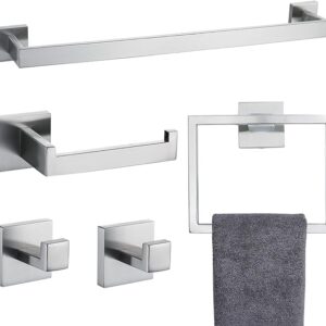 TNOMS Bathroom Towel Bar Set 5 Pieces Brushed Nickel Square