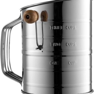Bellemain 3 Cup Flour Sifter for Baking Fine Mesh Rotary Hand Crank