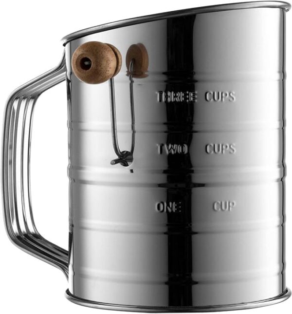Bellemain 3 Cup Flour Sifter for Baking Fine Mesh Rotary Hand Crank