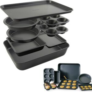 Elbee Home Set of 8 Durable Non-Stick Carbon Steel Baking Bricks for Easy Storage