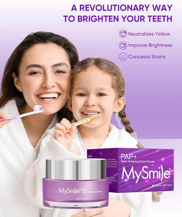 MySmile Pap Natural Mint Non-Sensitive Teeth Whitening Powder Cavity - Image 4