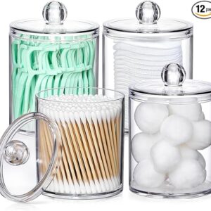4 Pack Acrylic Qtip Holder Dispenser for Cotton Swabs