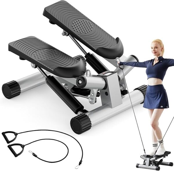Sweetcrispy Mini Stair Steppers with Resistance Bands for Exercise at Home