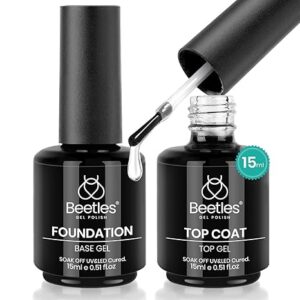 Beetles 2 Pcs 15ml No Wipe Gel Top Coat and Base Coat Set -
