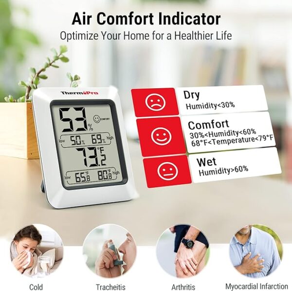 ThermoPro TP50 Digital Hygrometer Indoor Thermometer Room - Image 5