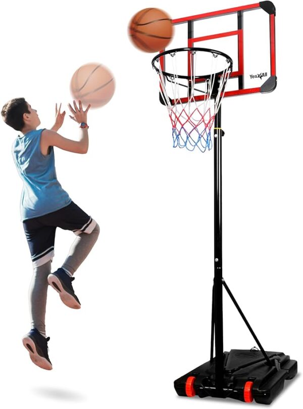 Yes4All Portable Basketball Hoop, 5.8-7ft Adjustable Height