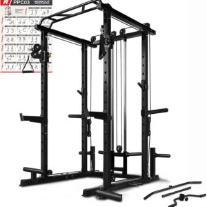 RitFit Multi-Function Squat Rack Power Cage PPC03 with Cable Crossover System,
