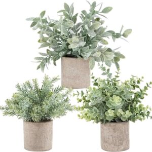 Der Rose 3 Pack Mini Potted Fake Plants Artificial Plastic
