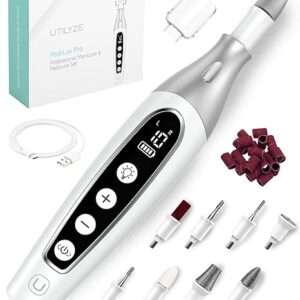 PediLux Pro Professional Manicure Pedicure Kit, Cordless Electric Nail File Drill Set,