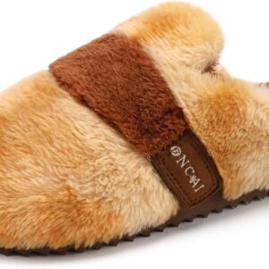 ONCAI Women's Slippers, Plush Faux Fur Soft Cushion Comfortable