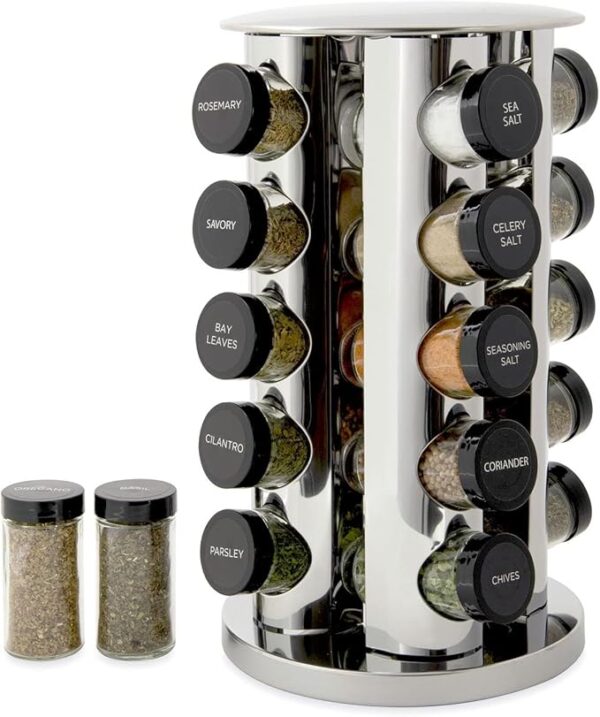Kamenstein 20 Jar Revolving Countertop Spice Rack with Spices Included