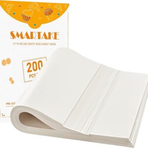 SMARTAKE 200 Pcs Parchment Paper Baking Sheets,