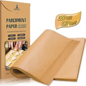 200 Pcs Unbleached Parchment Paper Baking Sheets