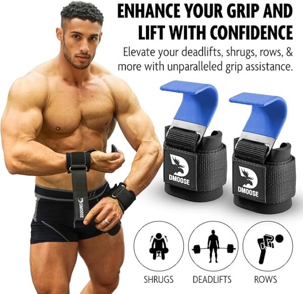 DMoose Fitness Weight Lifting Hooks for Men & Women - Image 2