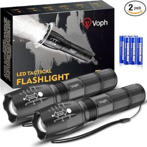Flashlight 2 Pack, 5 Modes 2000 Lumen Tactical LED Flash Light,