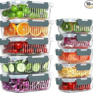 10 Packs Glass Meal Prep Containers with Lids