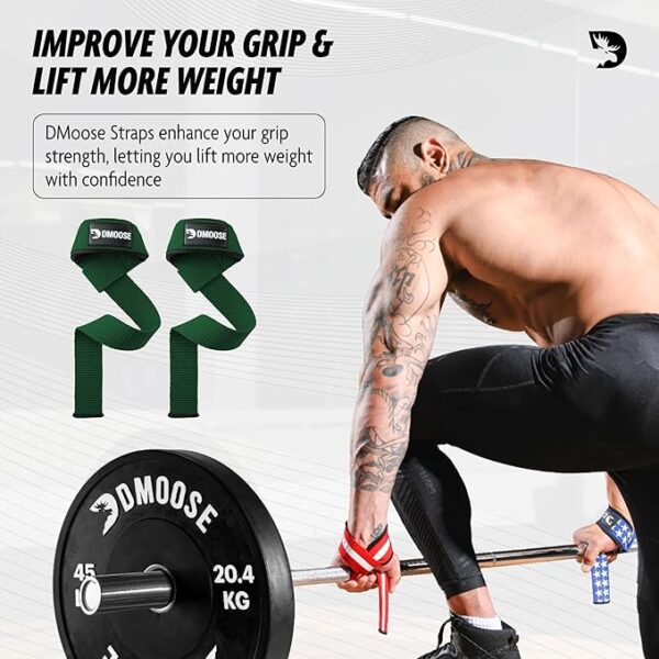 DMoose Fitness Lifting Straps - 4mm Neoprene Padded Wrist Straps for Weightlifting & - Image 2