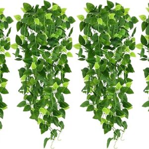 CEWOR 4pcs Artificial Hanging Plants 2.9ft Fake Ivy Vine Fake Ivy Leaves