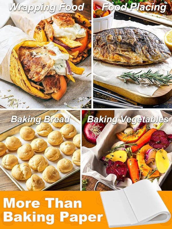 SMARTAKE 200 Pcs Parchment Paper Baking Sheets, - Image 4