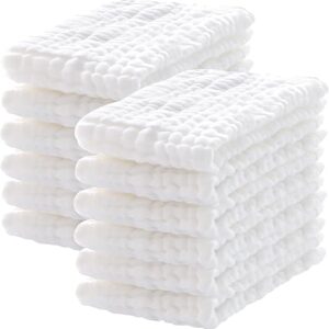 12 Pack Muslin Burp Cloths 100% Cotton Muslin Cloths