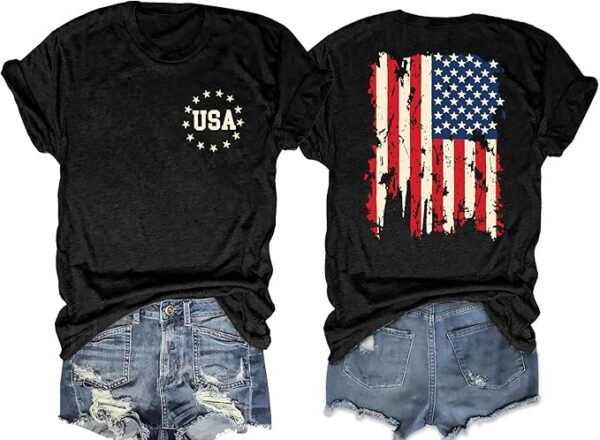 Limet time deasls  -50% American Flag Shirt Women: Patriotic Shirt