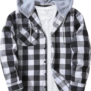 Limet time deasls  promo code (40WXX4GJ)Men's Flannel Shirt Plaid Hoodie