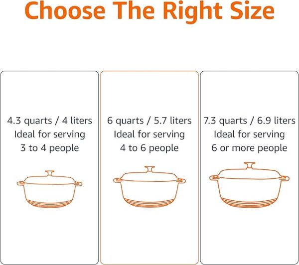 Basics Cast Iron Dutch Oven Pot with Lid - Image 6