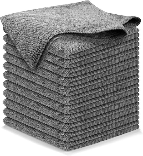 USANOOKS Microfiber Cleaning Cloth Grey - 12 Pcs (12.5"x12.5")